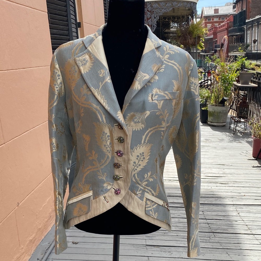 Kenzo Women's Blue and Cream Blazer